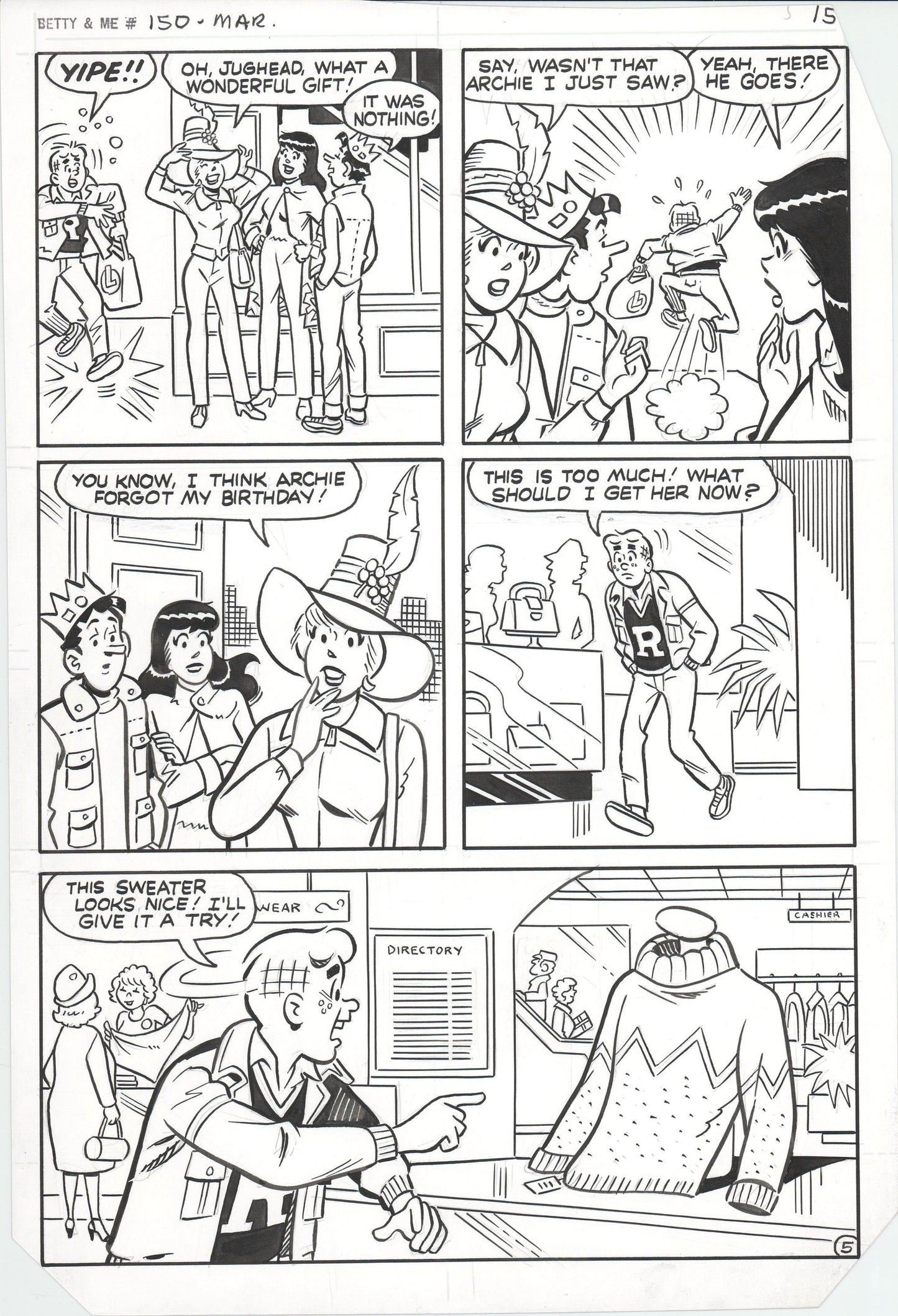 Archie 1986 Betty and Me Original Hand-inked comic page #150 by Stan Goldberg Rudy Lapick and Mark Esposito p15