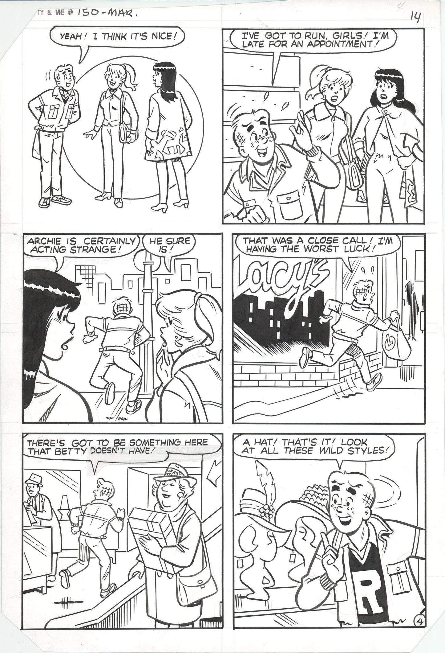 Archie 1986 Betty and Me Original Hand-inked comic page #150 by Stan Goldberg Rudy Lapick and Mark Esposito p14