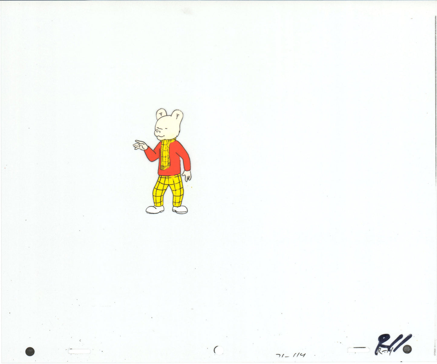 RUPERT Bear Original Production Animation Cel and Drawing from the Cartoon by Nelvana Tourtel Animation 1990s B70286