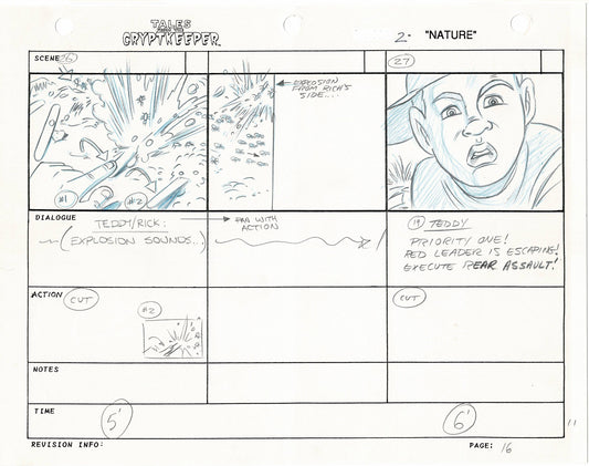 Tales From The Cryptkeeper Original Production Hand-Drawn Storyboard Nelvana 1993 Page 16