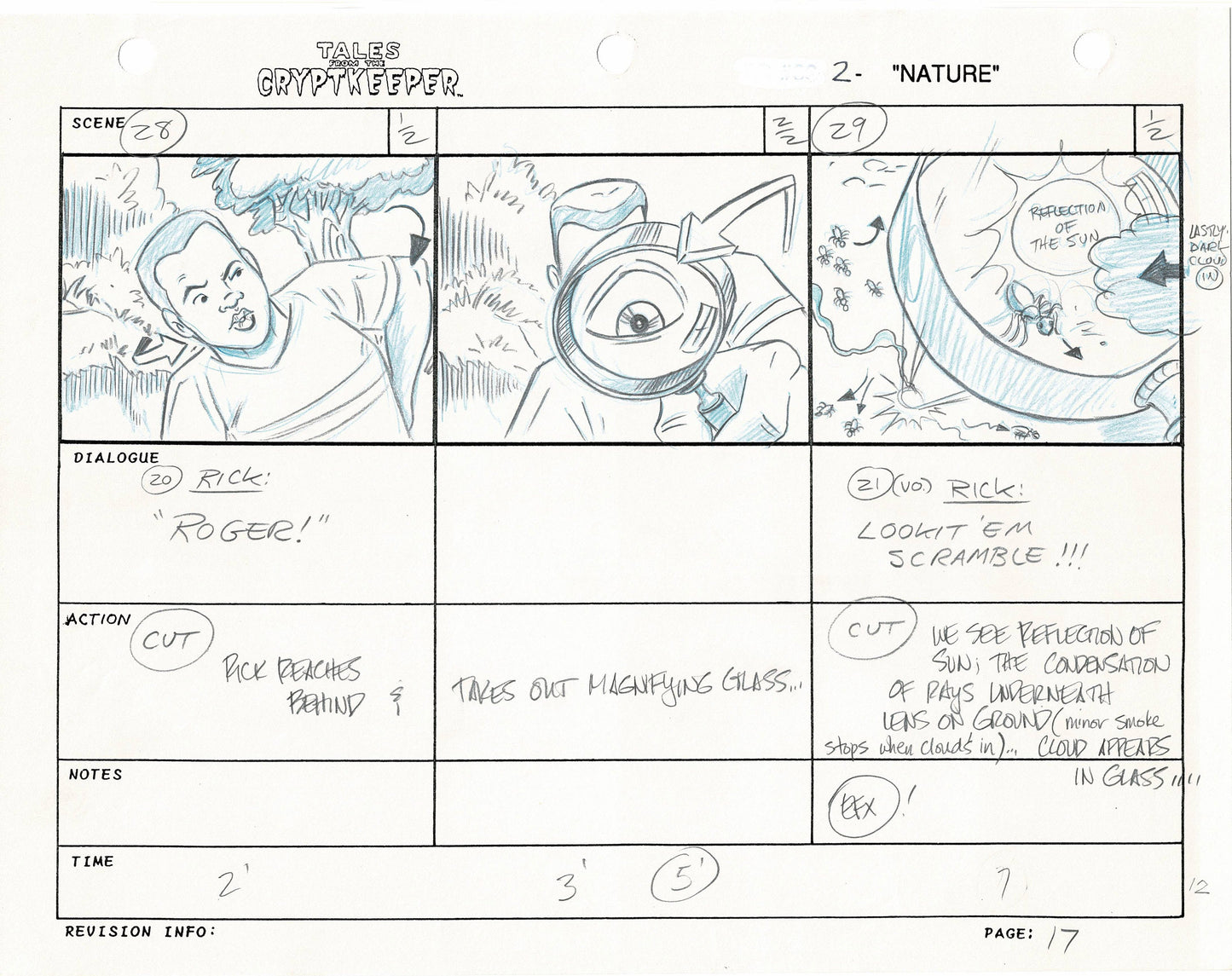 Tales From The Cryptkeeper Original Production Hand-Drawn Storyboard Nelvana 1993 Page 17