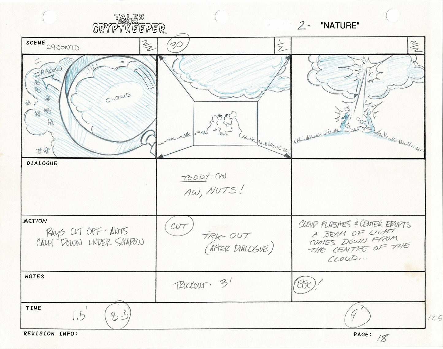 Tales From The Cryptkeeper Original Production Hand-Drawn Storyboard Nelvana 1993 Page 18