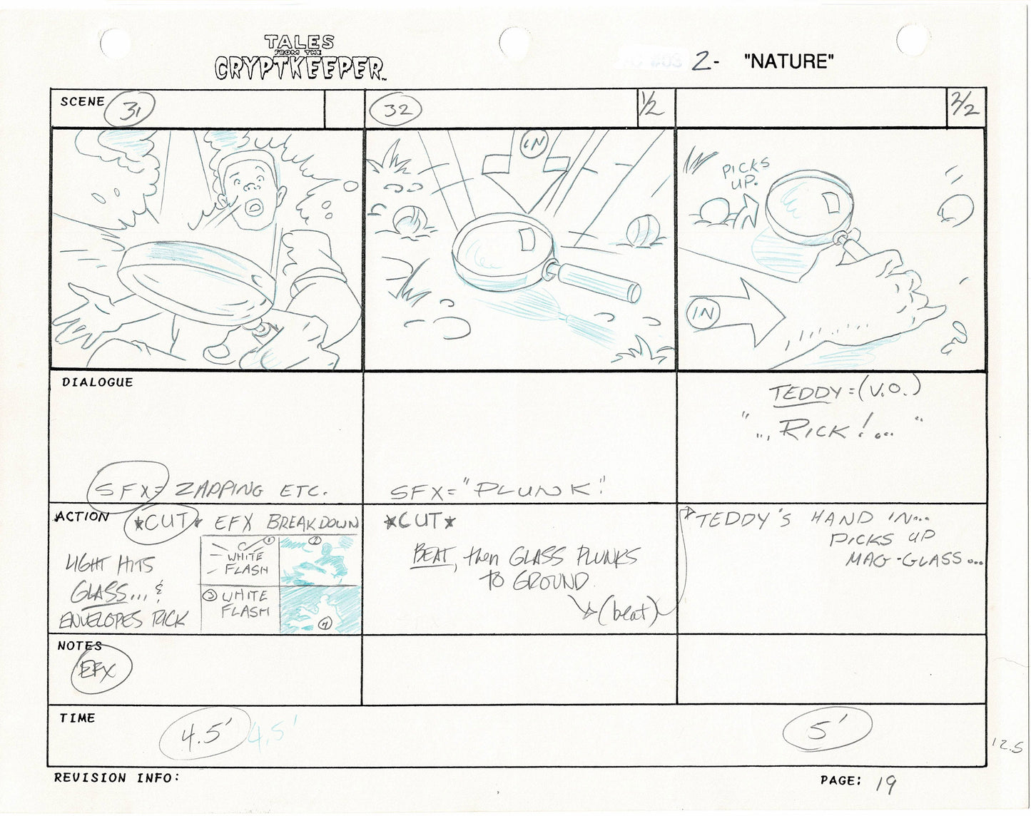 Tales From The Cryptkeeper Original Production Hand-Drawn Storyboard Nelvana 1993 Page 19