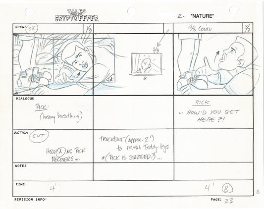 Tales From The Cryptkeeper Original Production Hand-Drawn Storyboard Nelvana 1993 Page 23