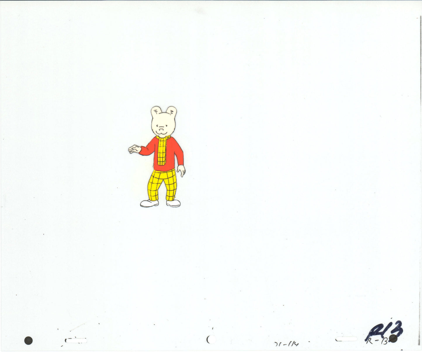 RUPERT Bear Original Production Animation Cel and Drawing from the Cartoon by Nelvana Tourtel Animation 1990s B70288