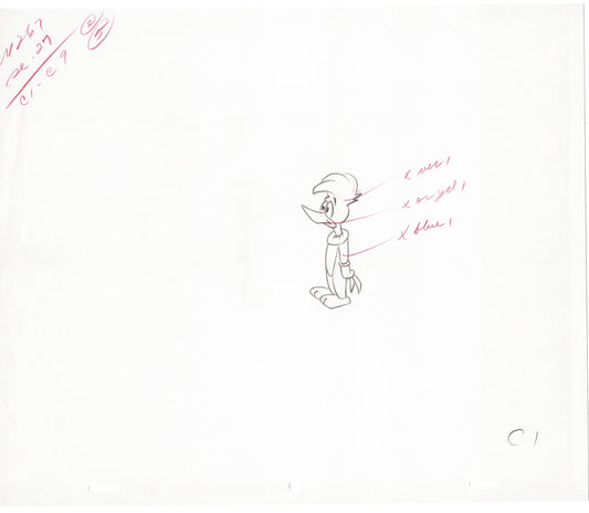 Woody Woodpecker Walter Lantz Full-figure Vintage Production Animation Cel Drawing B004
