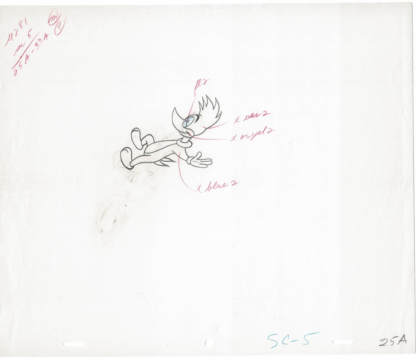 Woody Woodpecker Walter Lantz Full-figure Vintage Production Animation Cel Drawing B011