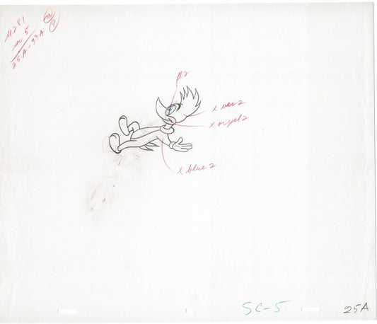 Woody Woodpecker Walter Lantz Full-figure Vintage Production Animation Cel Drawing B011