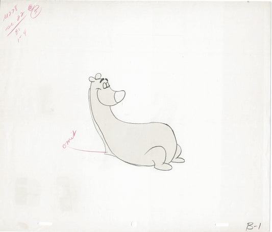Woody Woodpecker Walter Lantz Full-figure Maxie the Polar Bear Vintage Production Animation Cel Drawing B016