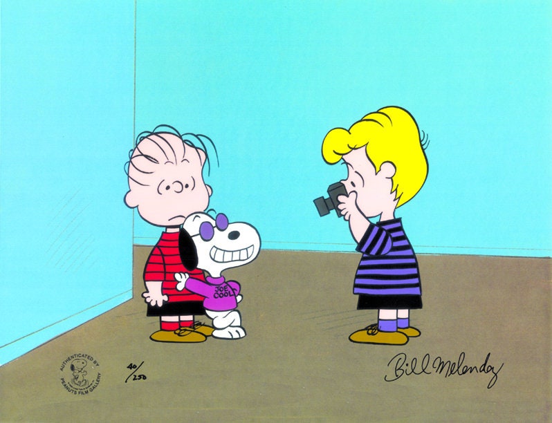 PEANUTS and Charlie Brown "Joe Cool" Snoopy Limited Edition of 250 Animation Cel Signed by Bill Melendez ml13