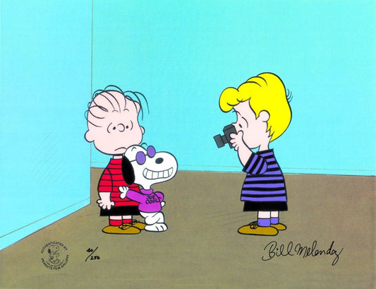 PEANUTS and Charlie Brown "Joe Cool" Snoopy Limited Edition of 250 Animation Cel Signed by Bill Melendez ml13