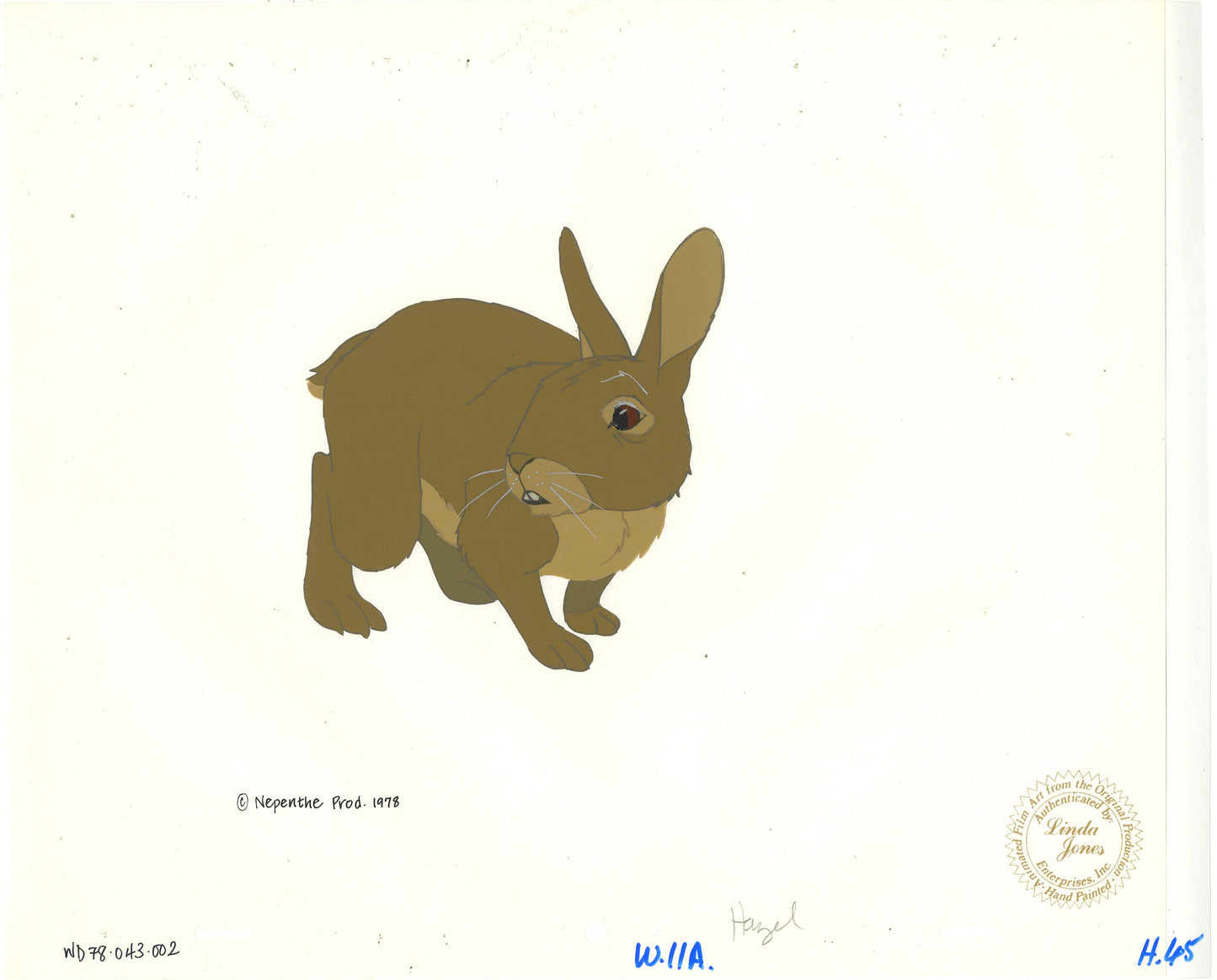 Watership Down 1978 Production Animation Cel of Hazel with LJE Seal and COA 043-002