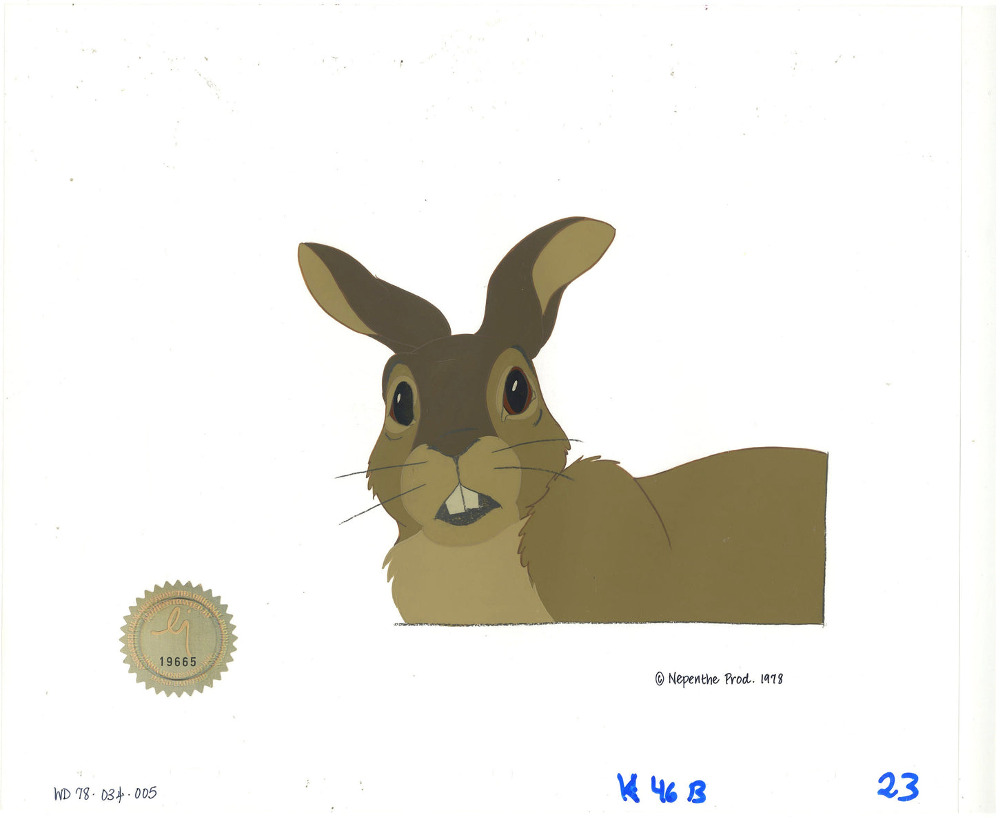 Watership Down 1978 Production Animation Cel of Blackberry with LJE Seal and COA 034-005