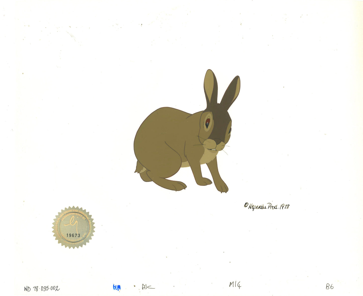 Watership Down 1978 Production Animation Cel of Blackberry with LJE Seal and COA 035-002