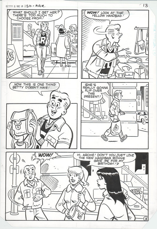 Archie 1986 Betty and Me Original Hand-inked comic page #150 by Stan Goldberg Rudy Lapick and Mark Esposito p13