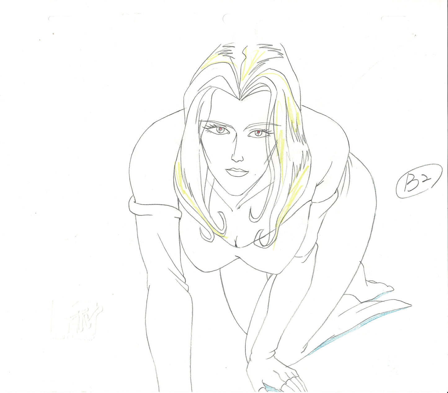 Aeon Flux Original Production Animation Cel Drawing from MTV 1991-1995 with MTV COA and Seal b2