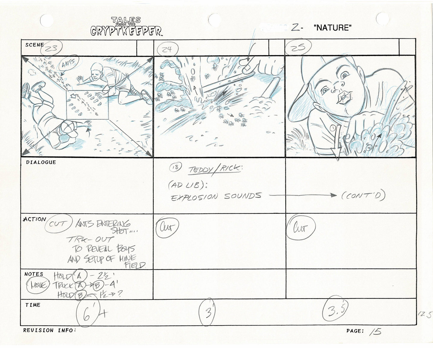 Tales From The Cryptkeeper Original Production Hand-Drawn Storyboard Nelvana 1993 Page 15