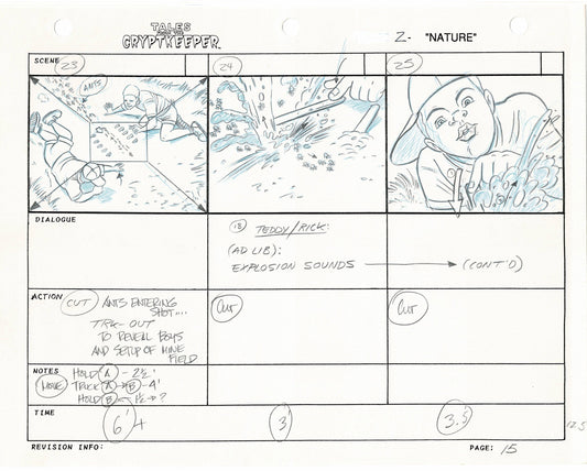 Tales From The Cryptkeeper Original Production Hand-Drawn Storyboard Nelvana 1993 Page 15