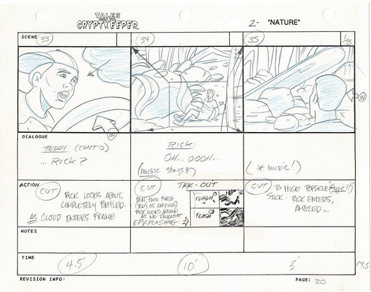 Tales From The Cryptkeeper Original Production Hand-Drawn Storyboard Nelvana 1993 Page 20