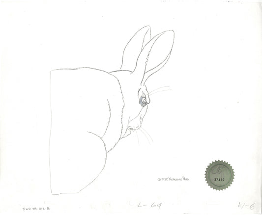 Watership Down 1978 Production Animation Cel Drawing of Woundort with Linda Jones Enterprise Seal and Certificate of Authenticity 012-008