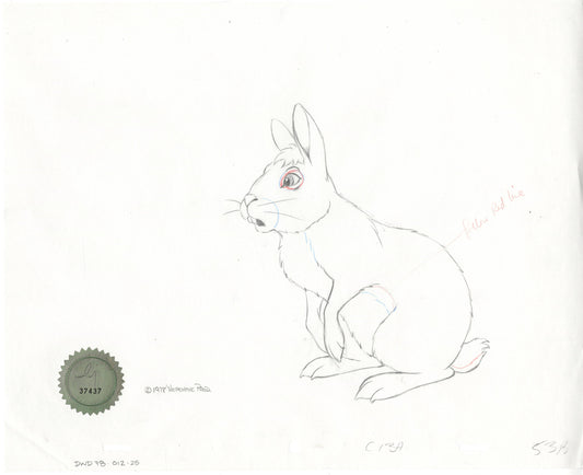 Watership Down 1978 Production Animation Cel Drawing of Bigwig with Linda Jones Enterprise Seal and Certificate of Authenticity 012-025