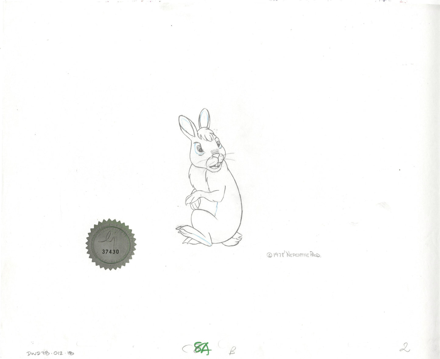 Watership Down 1978 Production Animation Cel Drawing of Bigwig with Linda Jones Enterprise Seal and Certificate of Authenticity 012-018