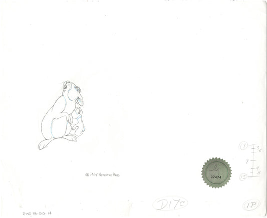 Watership Down 1978 Production Animation Cel Drawing of Bigwig with Linda Jones Enterprise Seal and Certificate of Authenticity 010-014