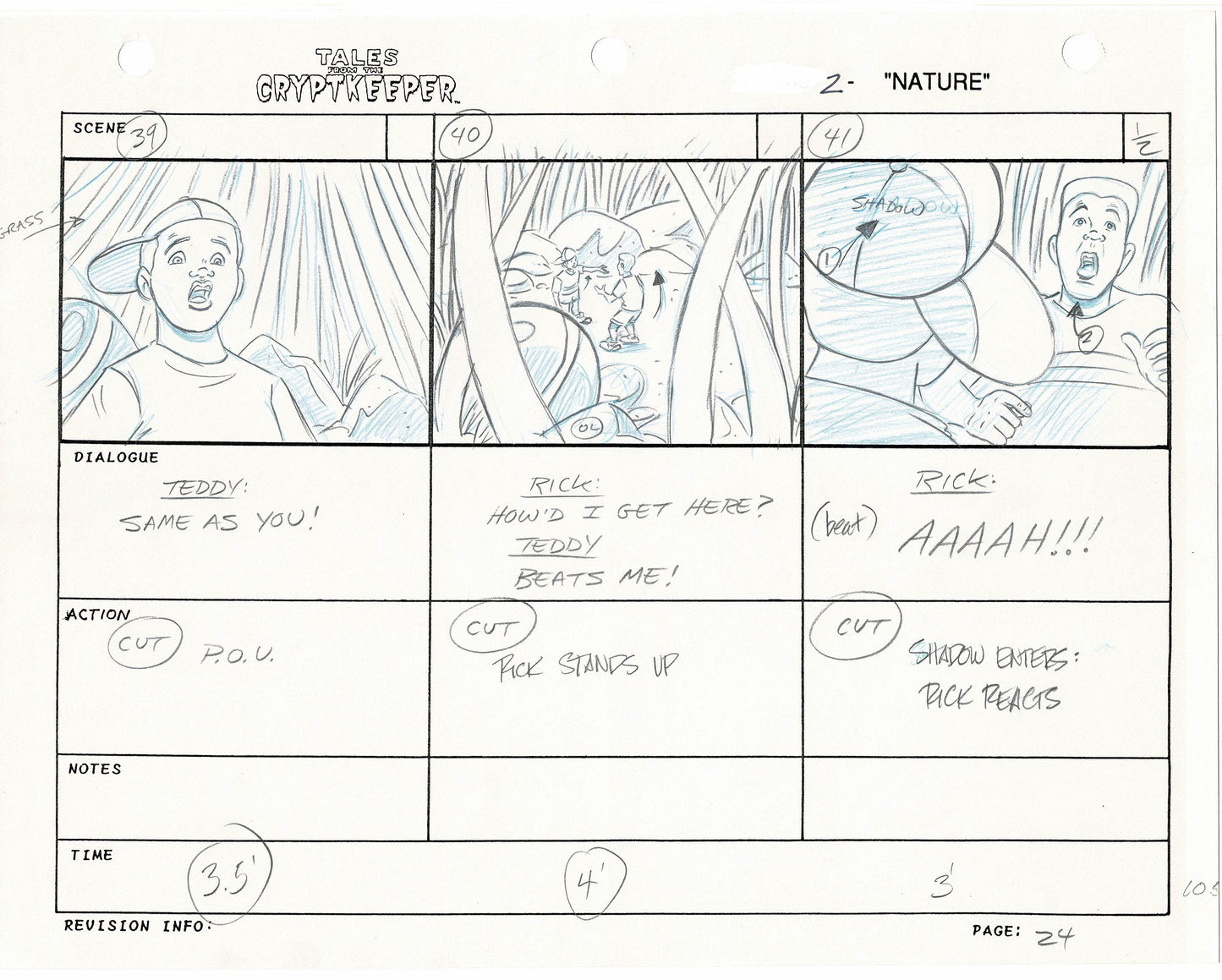 Tales From The Cryptkeeper Original Production Hand-Drawn Storyboard Nelvana 1993 Page 24