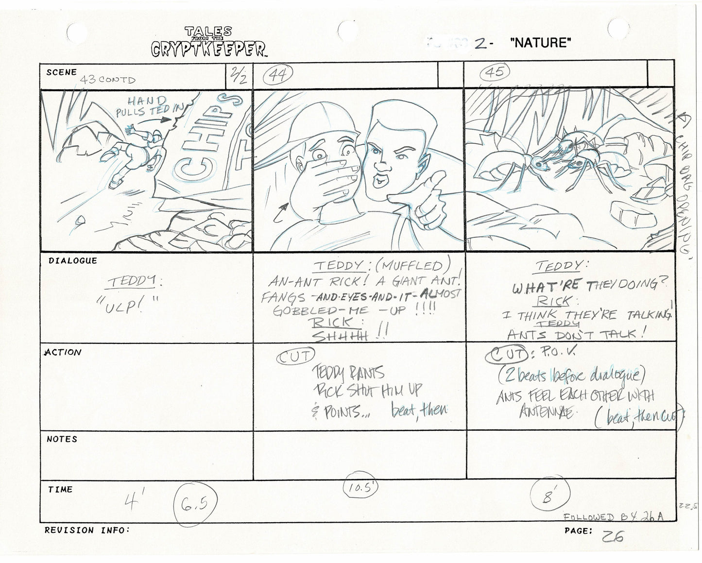 Tales From The Cryptkeeper Original Production Hand-Drawn Storyboard Nelvana 1993 Page 26