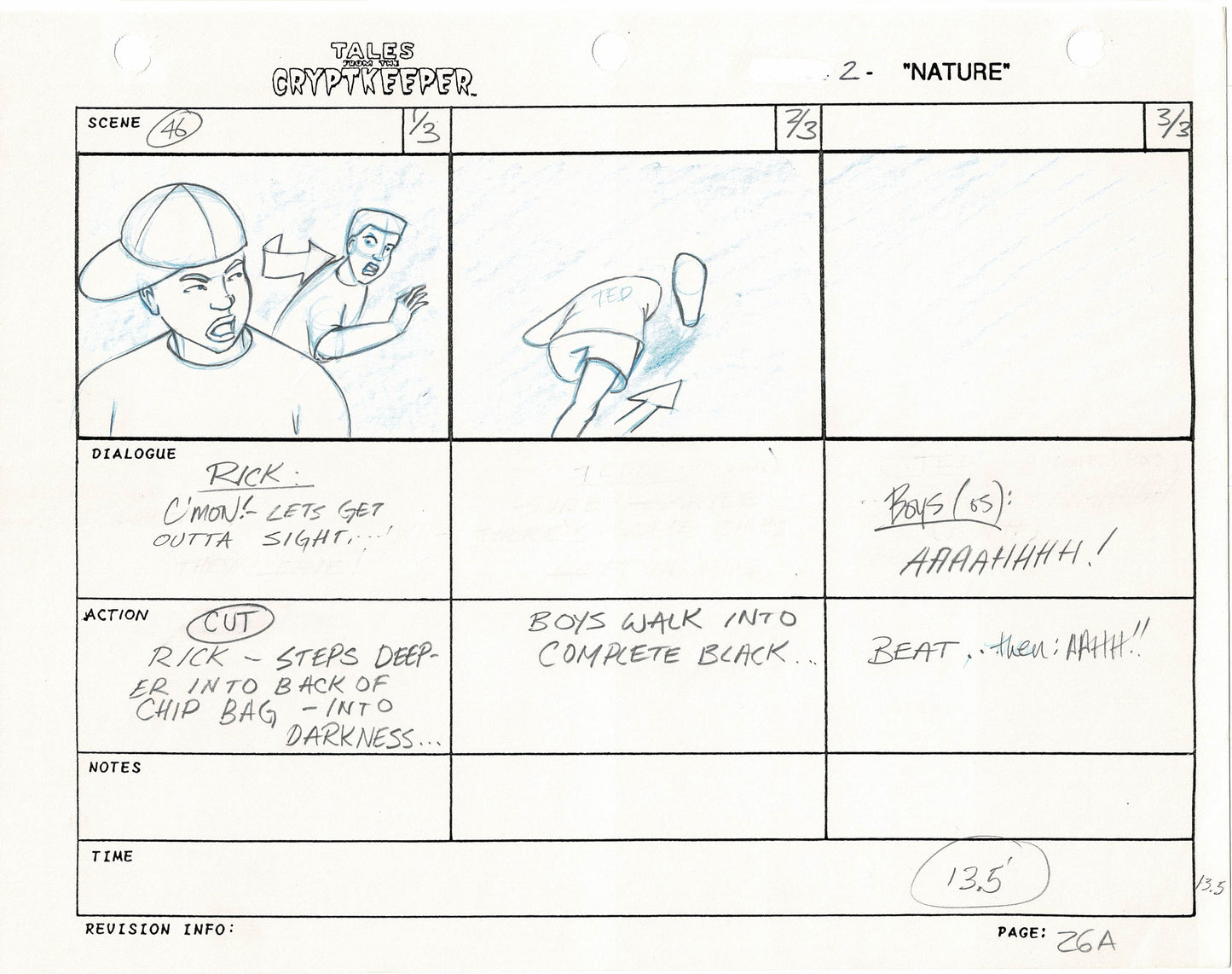 Tales From The Cryptkeeper Original Production Hand-Drawn Storyboard Nelvana 1993 Page 27