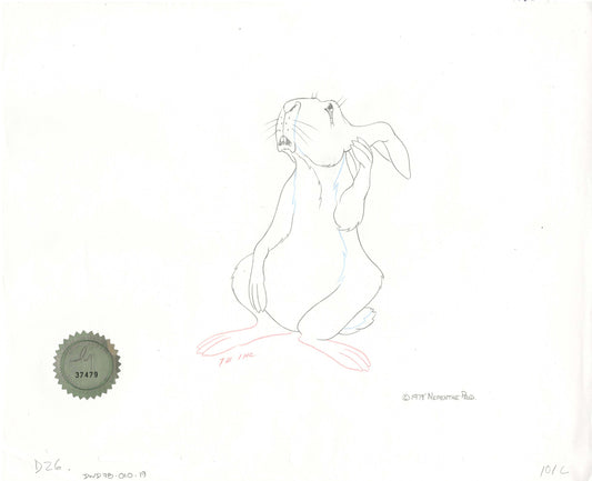 Watership Down 1978 Production Animation Cel Drawing of Cowslip with Linda Jones Enterprise Seal and Certificate of Authenticity 010-019
