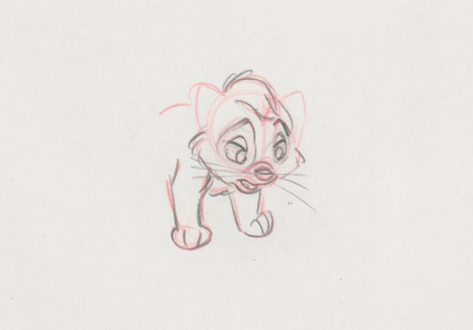 Walt Disney Oliver and Company Animation Cel Drawing 1988 Adorable kitty Oliver!