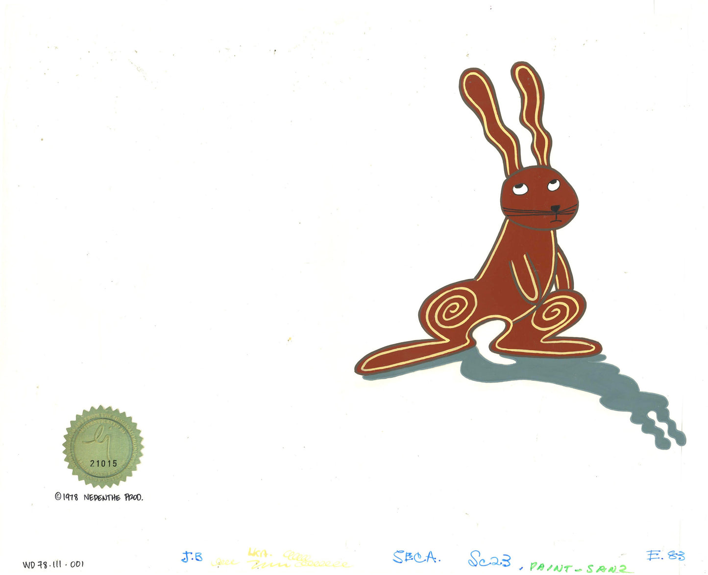 Watership Down Opening Fable El-ahrairah 1978 Production Animation Cel with LJE Seal and COA 111-001