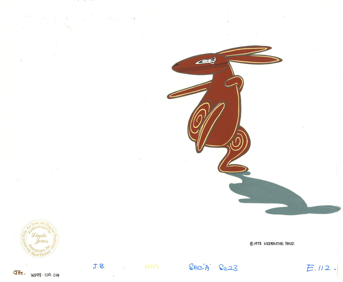 Watership Down Opening Fable El-ahrairah 1978 Production Animation Cel with LJE Seal and COA 109-014