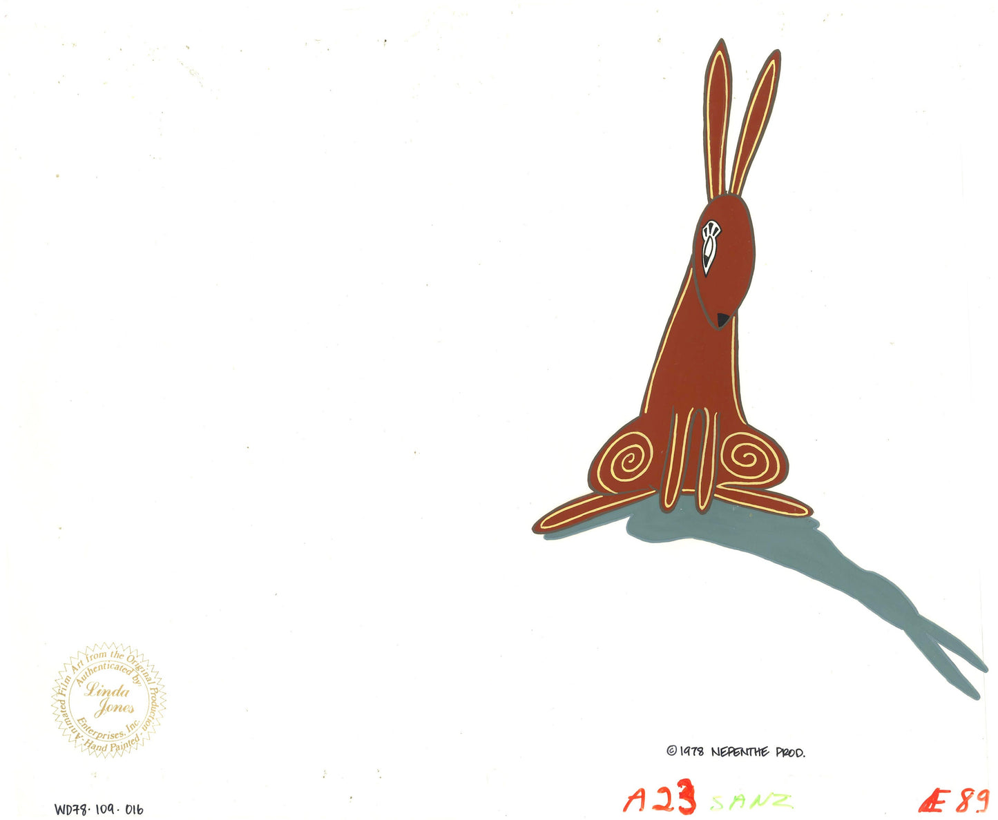 Watership Down Opening Fable El-ahrairah 1978 Production Animation Cel with LJE Seal and COA 109-016