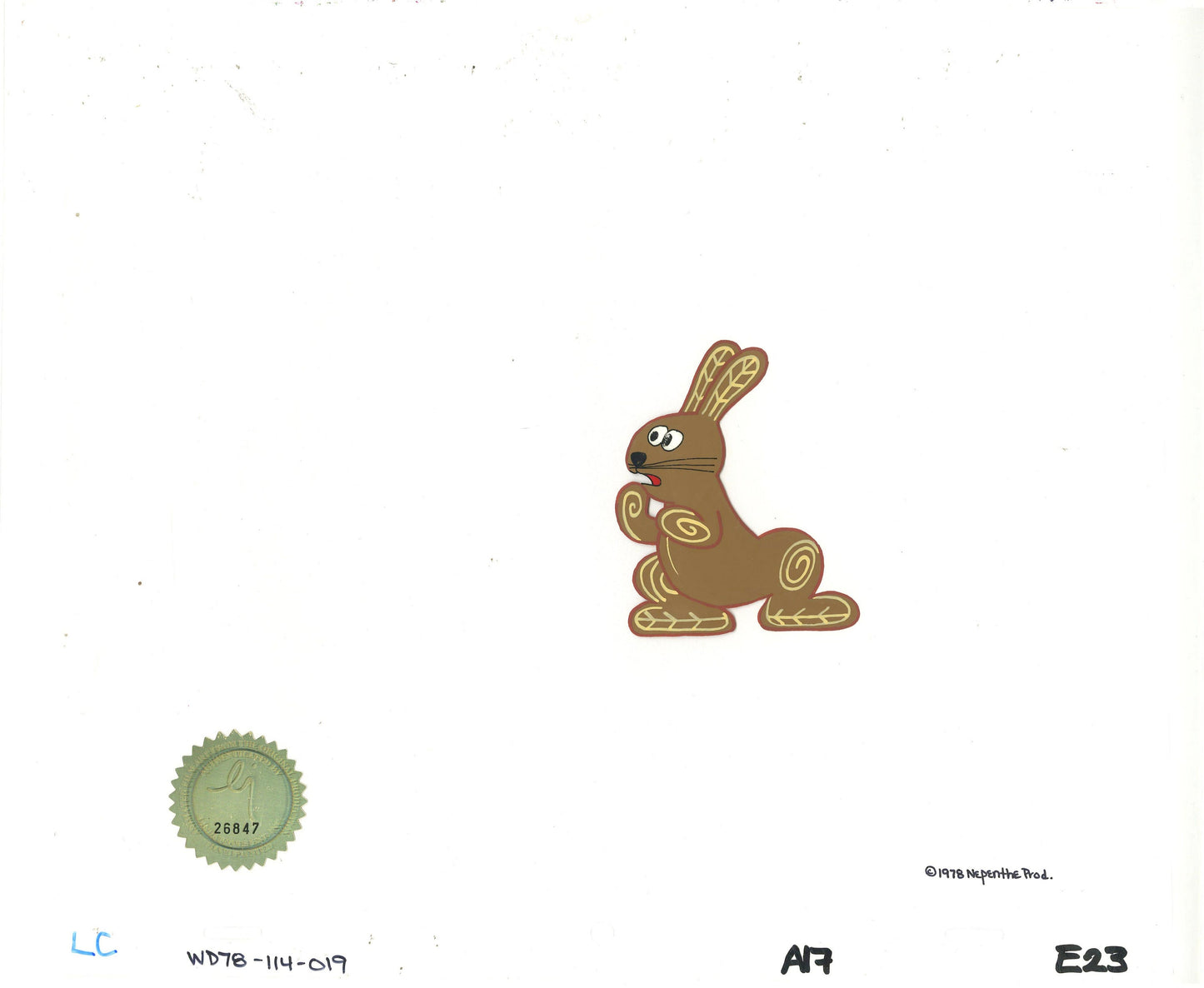 Watership Down Opening Fable El-ahrairah 1978 Production Animation Cel with LJE Seal and COA 114-019