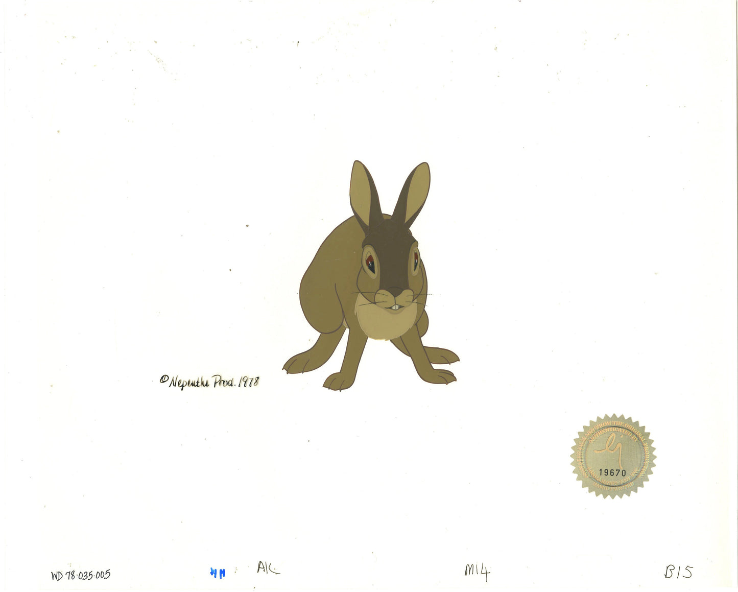 Watership Down 1978 Production Animation Cel of Blackberry with LJE Seal and COA 035-005