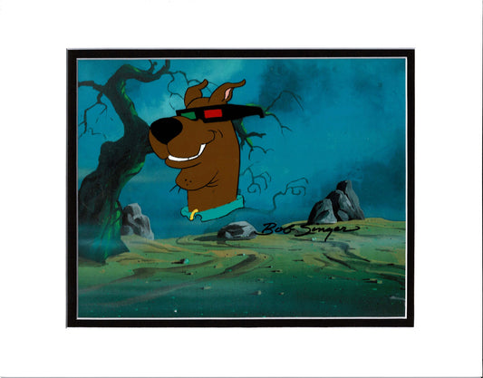 Scooby Doo Production Animation Cel of Scooby with 3D Glasses from Hanna Barbera Signed by Bob Singer