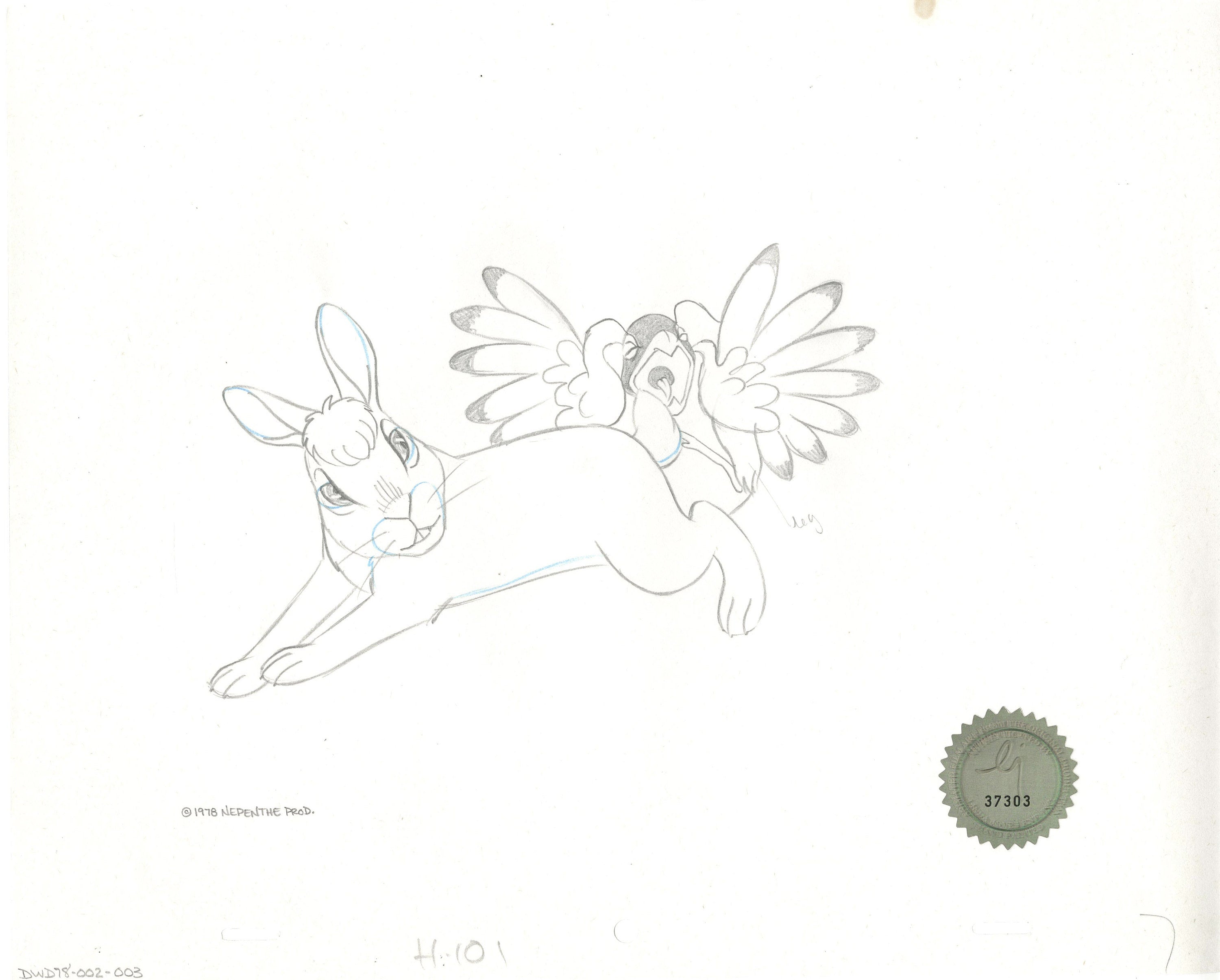 Watership Down 1978 Production Animation Cel Drawing Of Bigwig And Keh ...