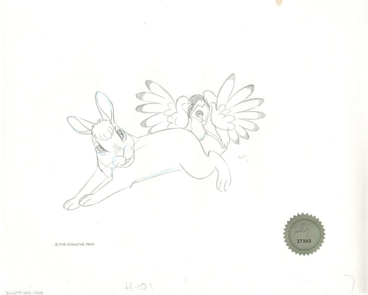 Watership Down 1978 Production Animation Cel Drawing of Bigwig and Kehaar with Linda Jones Seal and Certificate of Authenticity 002-003