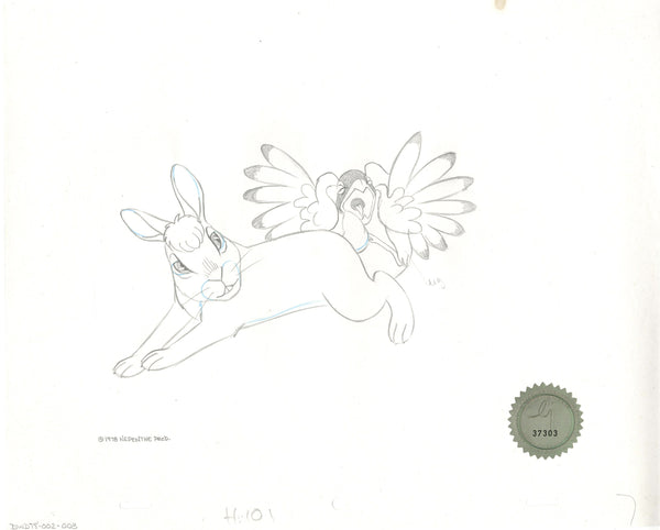 Watership Down 1978 Production Animation Cel Drawing of Bigwig and Keh ...