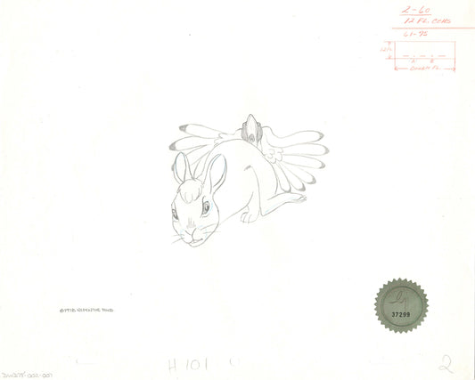 Watership Down 1978 Production Animation Cel Drawing of Bigwig and Kehaar with Linda Jones Seal and Certificate of Authenticity 002-007