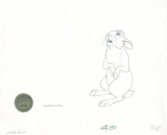 Watership Down 1978 Production Animation Cel Drawing of Bigwig with Linda Jones Enterprise Seal and Certificate of Authenticity 012-027