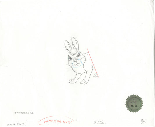 Watership Down 1978 Production Animation Cel Drawing of Bigwig with Linda Jones Enterprise Seal and Certificate of Authenticity 010-003