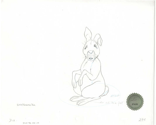 Watership Down 1978 Production Animation Cel Drawing of Cowslip with Linda Jones Enterprise Seal and Certificate of Authenticity 012-023