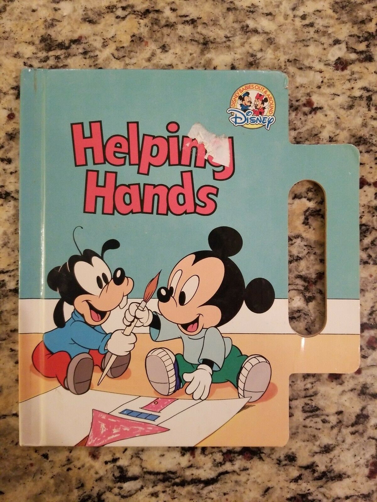 Walt Disney Babies Out And Around Show and Tell Book Page Illustration Drawing with Mickey Mouse and Minnie Mouse from 1991 b7240