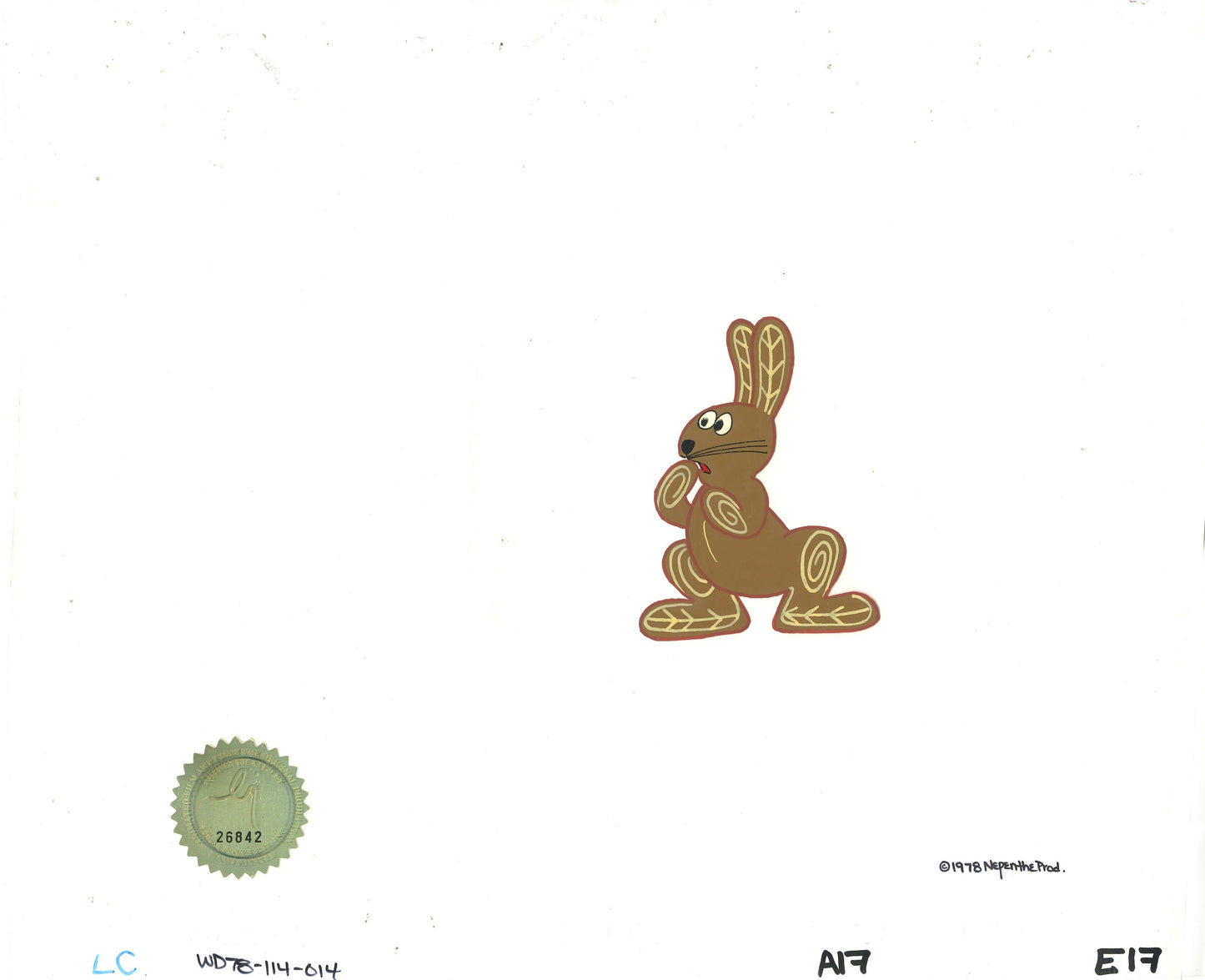 Watership Down Opening Fable El-ahrairah 1978 Production Animation Cel with LJE Seal and COA 114-014