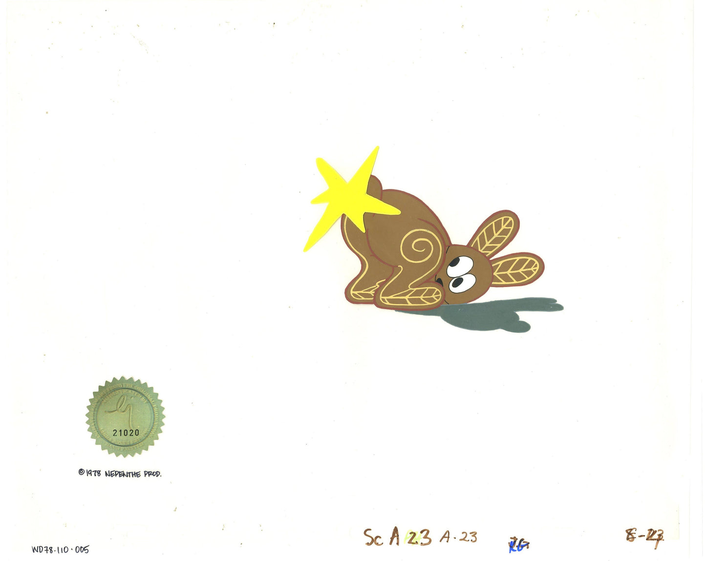 Watership Down Opening Fable El-ahrairah 1978 Production Animation Cel with LJE Seal and COA 110-005