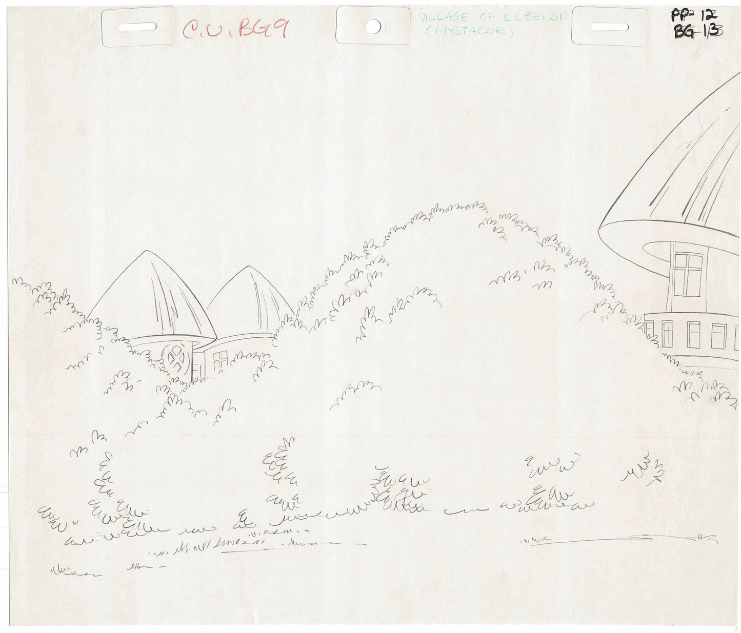 She-Ra Princess of Power Animation Production Pencil Background Drawing Filmation 1980s 72-002