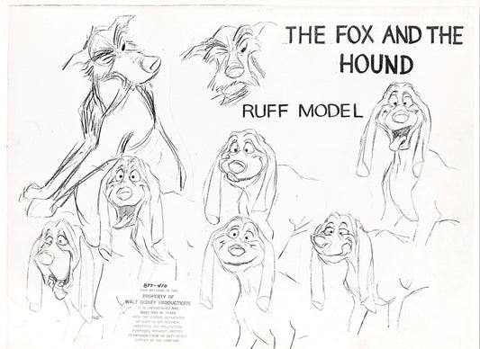 Fox and the Hound Ruff Model Walt Disney Production Animation Model Sheet 1981